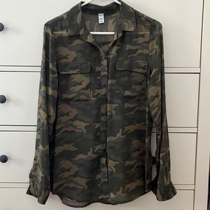 Old Navy Sheer Camo Blouse M